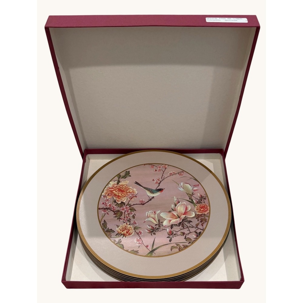 Pimpernel Oriental Birds & Flowers Vintage Placemats Set Of 6- 10" Boxed England